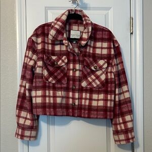 Bagatelle women’s Raspberry/pink Plaid and Cream plaid Jacket